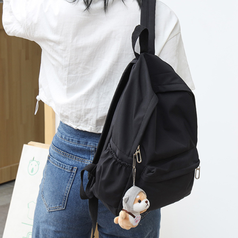 Fashion Backpack Women - حقيبة ظهر نسائية بلون موحد، بسيطة